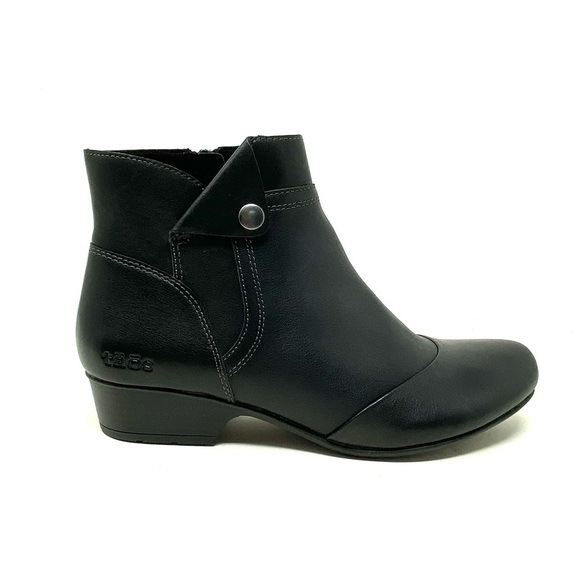Taos Womens Oh Snap Dress Zip Bootie- Black Smooth Leather WIDE - Picture 1 of 7